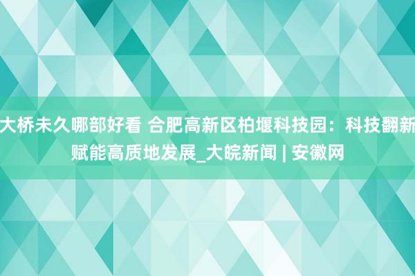 大桥未久哪部好看 合肥高新区柏堰科技园：科技翻新赋能高质地发展_大皖新闻 | 安徽网