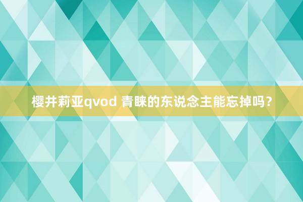 樱井莉亚qvod 青睐的东说念主能忘掉吗？