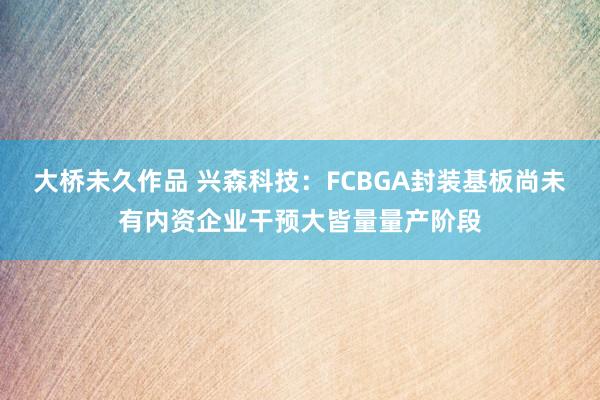 大桥未久作品 兴森科技：FCBGA封装基板尚未有内资企业干预大皆量量产阶段