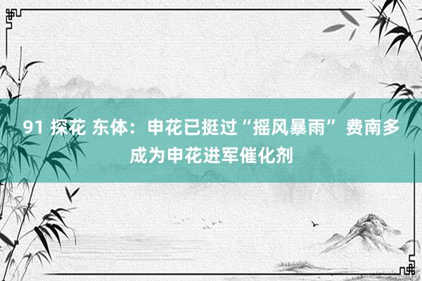 91 探花 东体：申花已挺过“摇风暴雨” 费南多成为申花进军催化剂