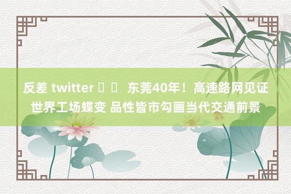 反差 twitter 		 东莞40年！高速路网见证世界工场蝶变 品性皆市勾画当代交通前景