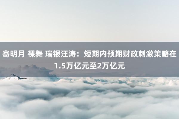 寄明月 裸舞 瑞银汪涛：短期内预期财政刺激策略在1.5万亿元至2万亿元