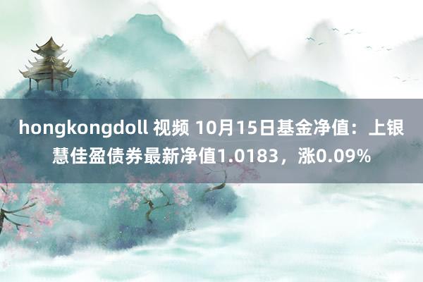 hongkongdoll 视频 10月15日基金净值：上银慧佳盈债券最新净值1.0183，涨0.09%