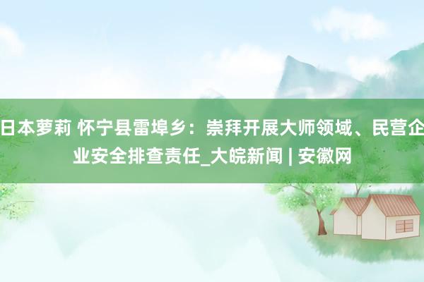 日本萝莉 怀宁县雷埠乡：崇拜开展大师领域、民营企业安全排查责任_大皖新闻 | 安徽网