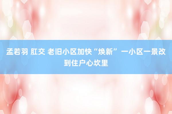 孟若羽 肛交 老旧小区加快“焕新” 一小区一景改到住户心坎里