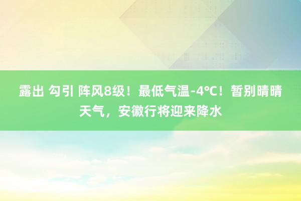 露出 勾引 阵风8级！最低气温-4℃！暂别晴晴天气，安徽行将迎来降水