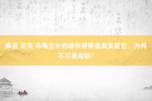 麻豆 足交 乌龟生计的隐形督察者真实是它，为何不可就或缺？