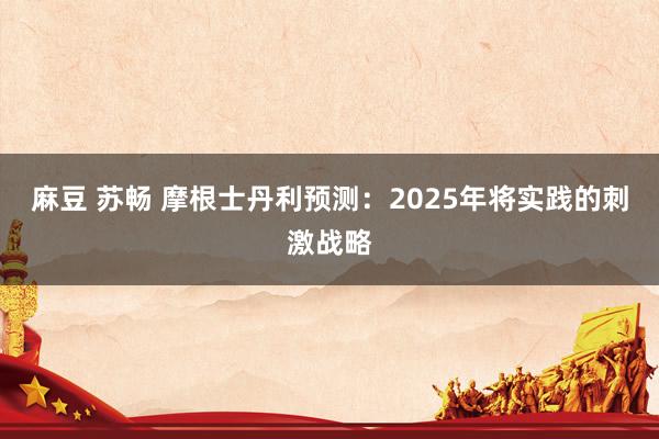 麻豆 苏畅 摩根士丹利预测：2025年将实践的刺激战略