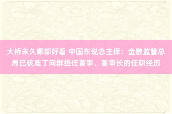 大桥未久哪部好看 中国东说念主保：金融监管总局已核准丁向群担任董事、董事长的任职经历