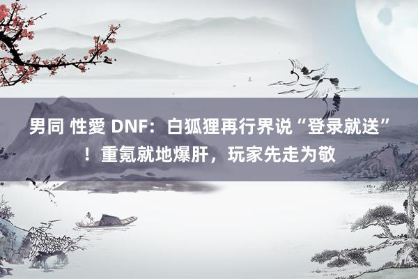 男同 性愛 DNF：白狐狸再行界说“登录就送”！重氪就地爆肝，玩家先走为敬