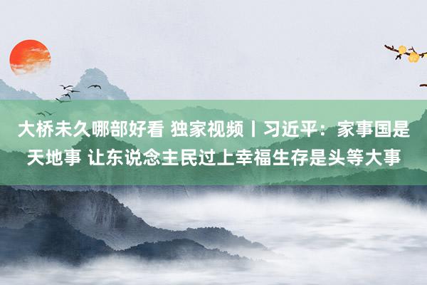 大桥未久哪部好看 独家视频丨习近平：家事国是天地事 让东说念主民过上幸福生存是头等大事