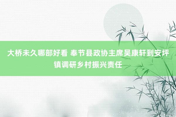 大桥未久哪部好看 奉节县政协主席吴康轩到安坪镇调研乡村振兴责任