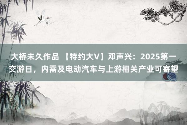 大桥未久作品 【特约大V】邓声兴：2025第一交游日，内需及电动汽车与上游相关产业可寄望