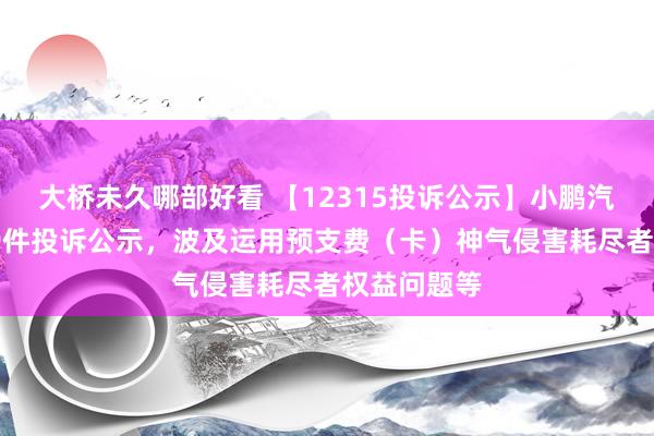 大桥未久哪部好看 【12315投诉公示】小鹏汽车-W新增9件投诉公示，波及运用预支费（卡）神气侵害耗尽者权益问题等