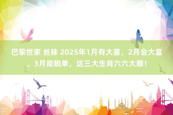 巴黎世家 丝袜 2025年1月有大喜，2月会大富，3月能脱单，这三大生肖六六大顺！