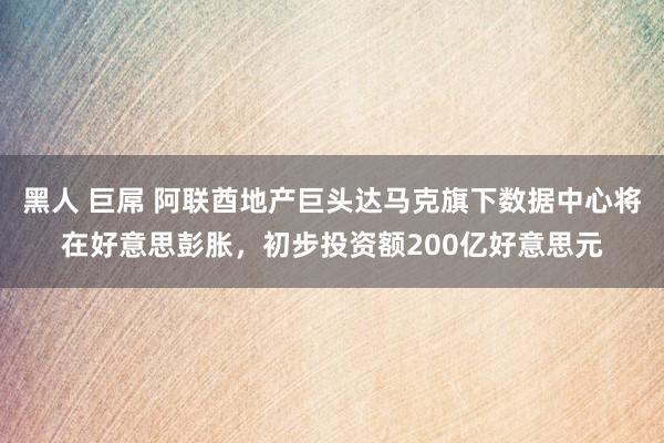 黑人 巨屌 阿联酋地产巨头达马克旗下数据中心将在好意思彭胀，初步投资额200亿好意思元