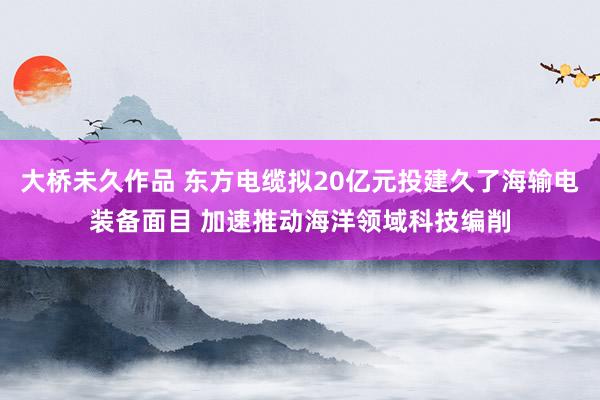 大桥未久作品 东方电缆拟20亿元投建久了海输电装备面目 加速推动海洋领域科技编削