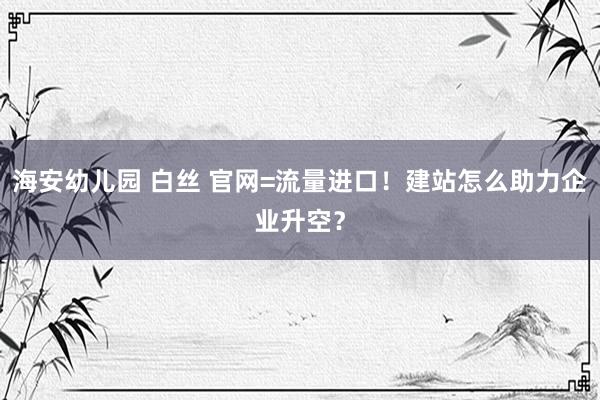 海安幼儿园 白丝 官网=流量进口！建站怎么助力企业升空？