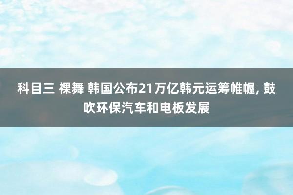 科目三 裸舞 韩国公布21万亿韩元运筹帷幄, 鼓吹环保汽车和电板发展