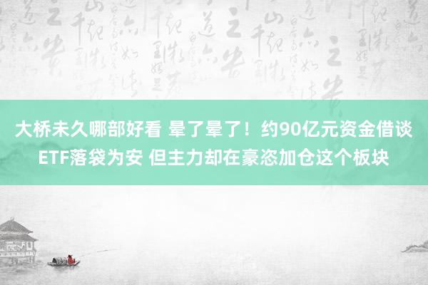 大桥未久哪部好看 晕了晕了！约90亿元资金借谈ETF落袋为安 但主力却在豪恣加仓这个板块